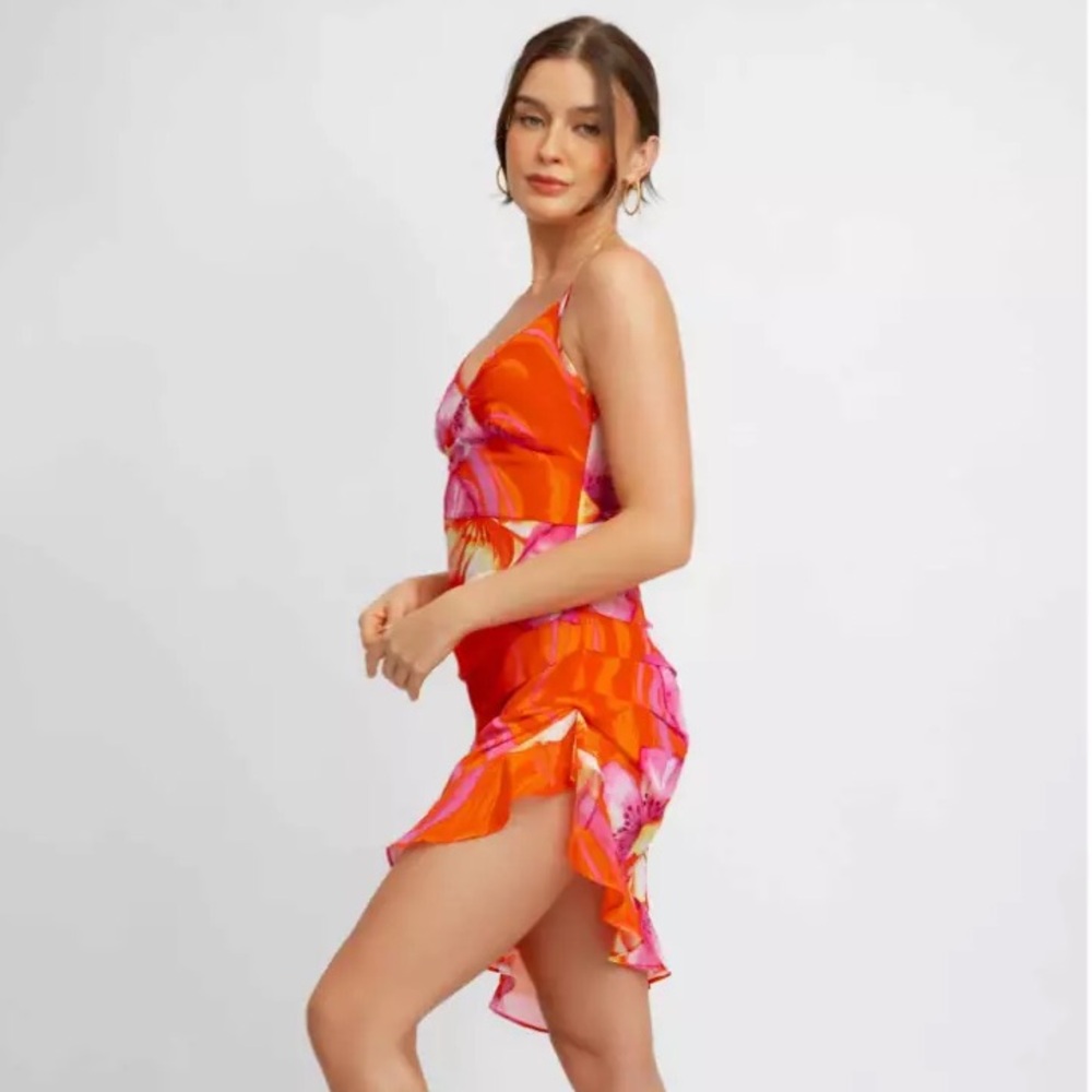 NWT Blackbough Bridget Sheer Sun Dress - Spritz - Asymmetrical Ruffled Slip - Picture 16 of 17